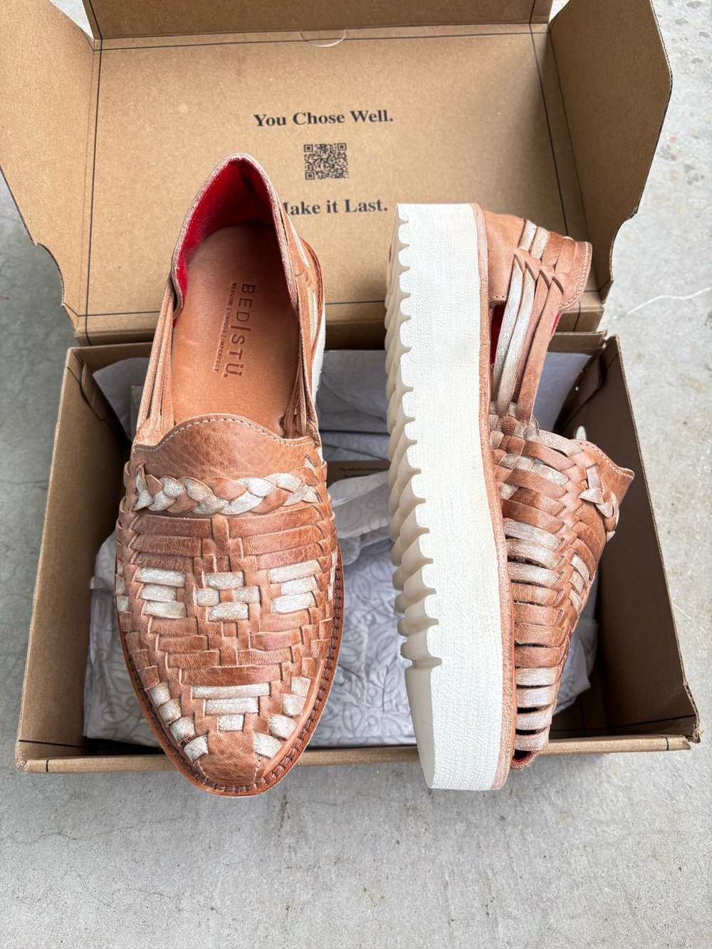 Bed|Stü Lizzie Sandals Woven Leather Platform Huarache Shoes Boho Artisan NIB - Picture 9 of 14